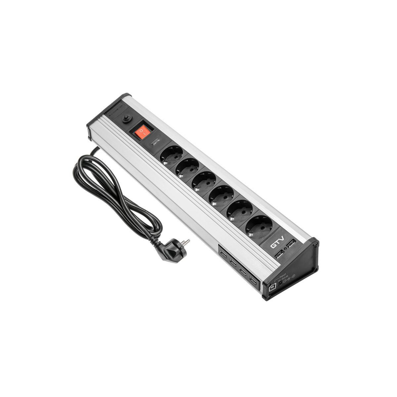 Подовжувач Для Офісу Multi, Кутовий, 6Xгнізд Schuko, 4Xhub Usb, 2Xusb 5V 2.1A (Ae-Pbmul6S6U-53) GTV Подовжувач Для Офісу Multi, Кутовий, 6Xгнізд Schuko, 4Xhub Usb, 2Xusb 5V 2.1A (Ae-Pbmul6S6U-53) GTV