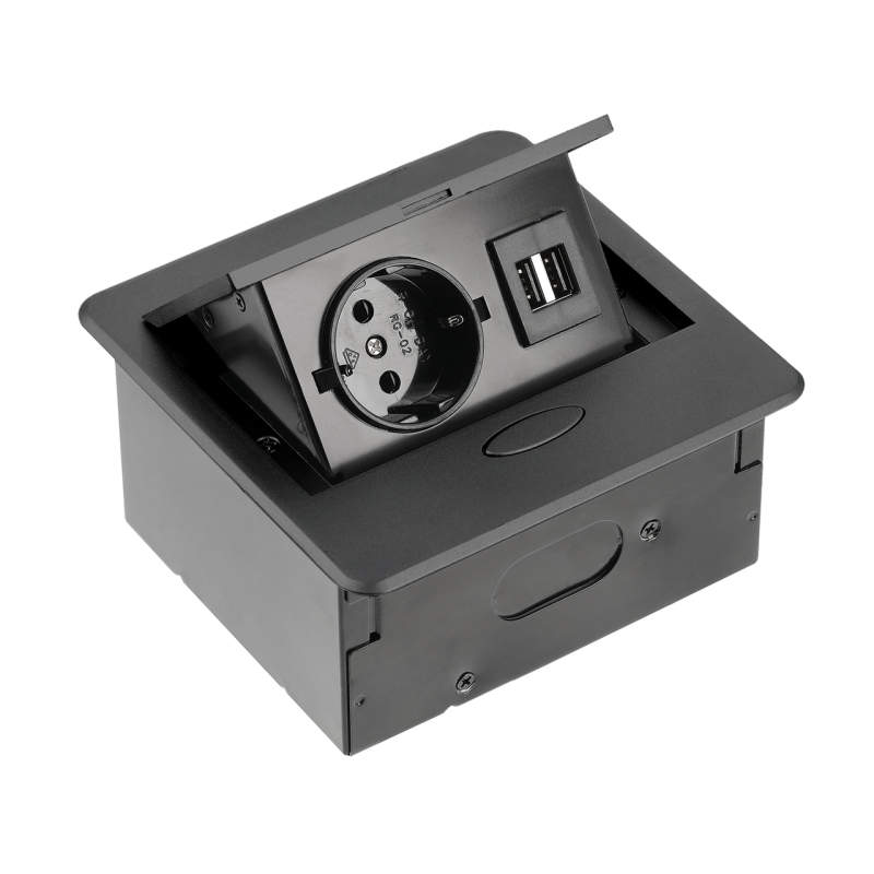 Подовжувач Вбудований Avaro, 1X Розетка Schuko, 2Xusb Тип A, 1,5 м, Чорний GTV Подовжувач Вбудований Avaro, 1X Розетка Schuko, 2Xusb Тип A, 1,5 м, Чорний GTV