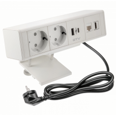 Подовжувач Прямокутний Накладний Bar, 2Xschuko, 1Xusb A, 1Xtype-C, 1Xrj45, 1Xhdmi білий