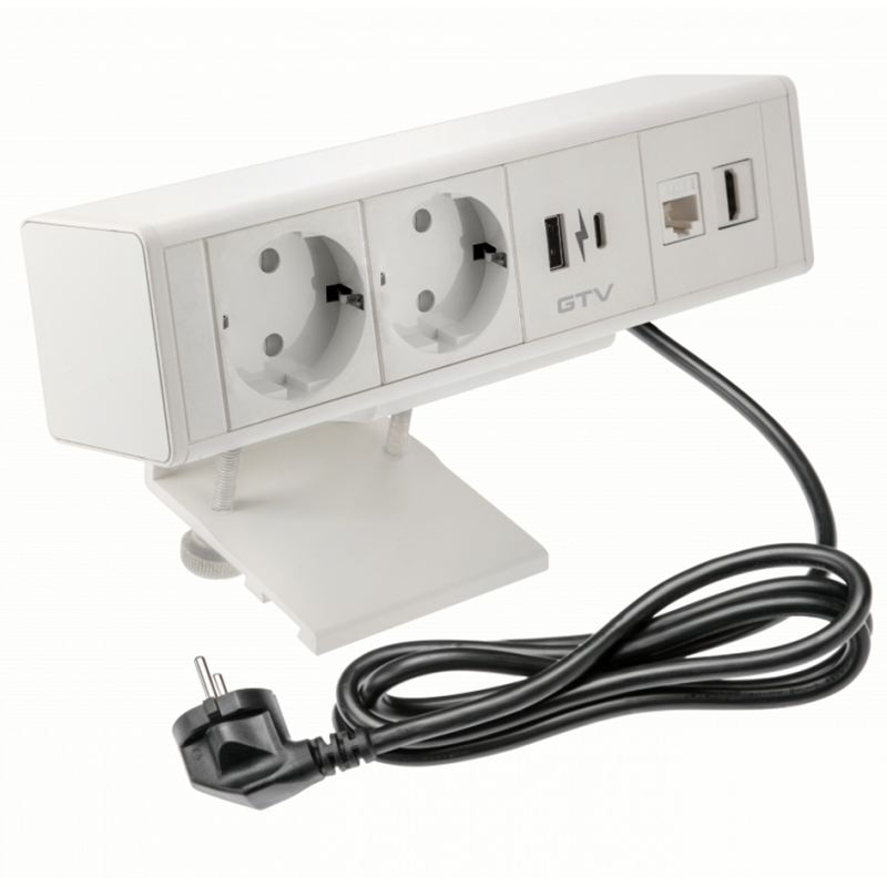 Подовжувач Прямокутний Накладний Bar, 2Xschuko, 1Xusb A, 1Xtype-C, 1Xrj45, 1Xhdmi білий Подовжувач Прямокутний Накладний Bar, 2Xschuko, 1Xusb A, 1Xtype-C, 1Xrj45, 1Xhdmi білий