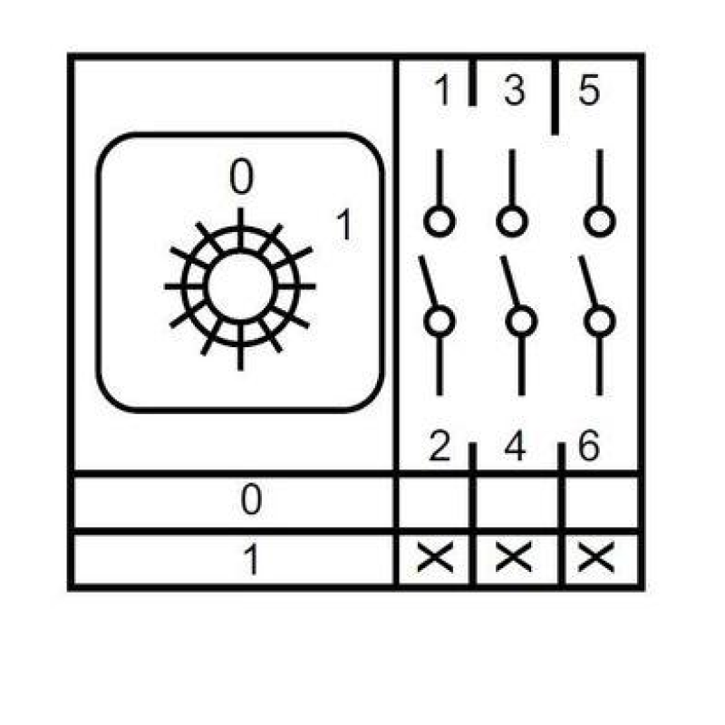 Перемикач Кулачковий Пакетний 0-1 3P 63А/1 ENERGIO