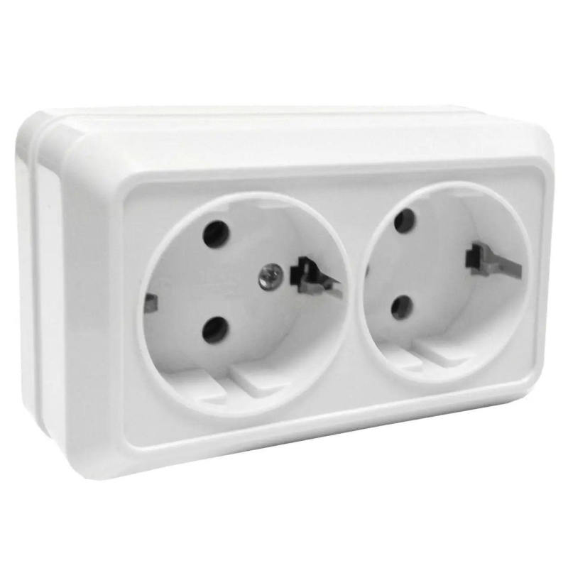 Розетка Накладна 16А Подвійна З/К ENERGIO