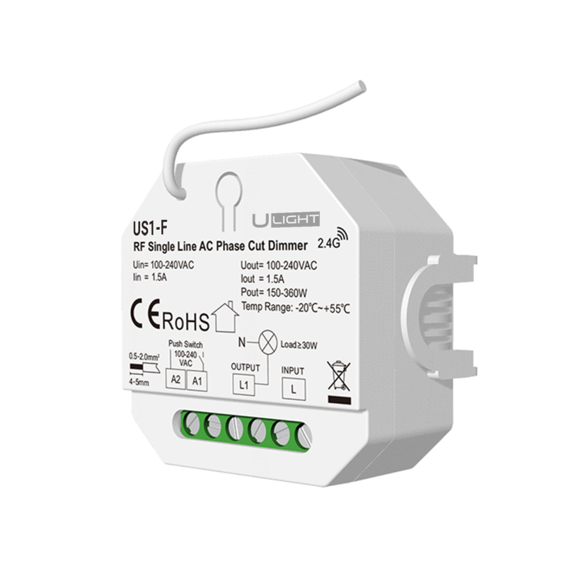 USMART US1-F Однолінійний димер змінного струму 100-240V USMART US1-F Однолінійний димер змінного струму 100-240V