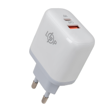 Зарядка для телефону LogicPower 45W (Type-C+USB) QC + кабель (Type-C to Type-C) 45WCH