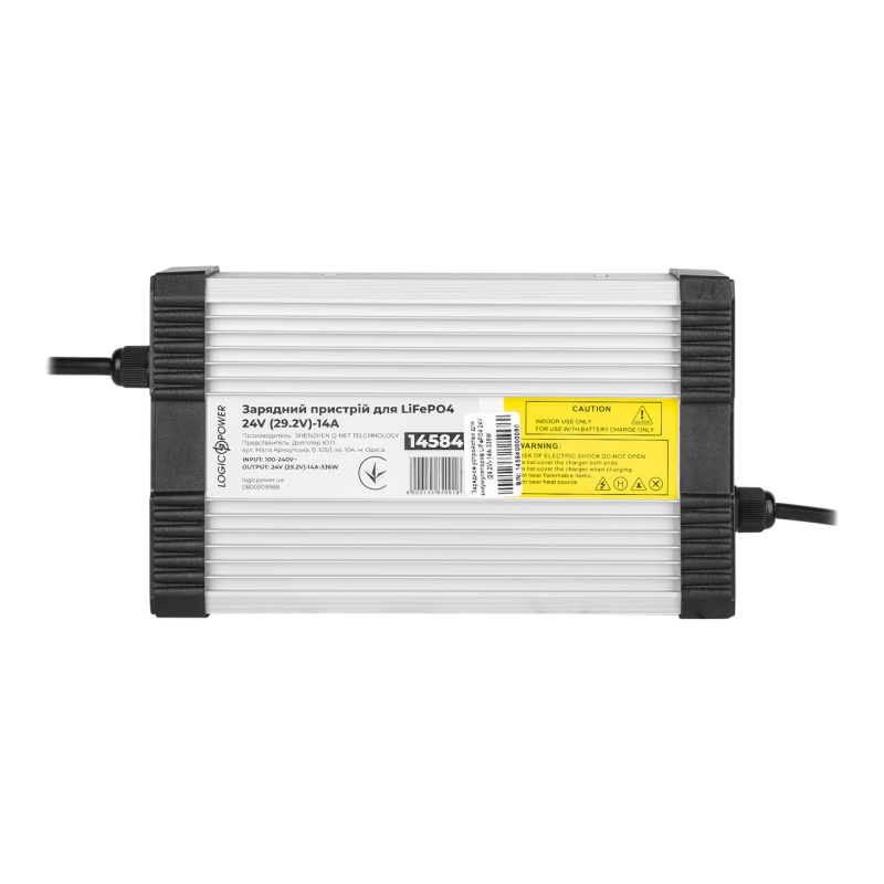 Зарядний пристрій для акумуляторів LiFePO4 24V (29.2V)-14A-336W Зарядний пристрій для акумуляторів LiFePO4 24V (29.2V)-14A-336W