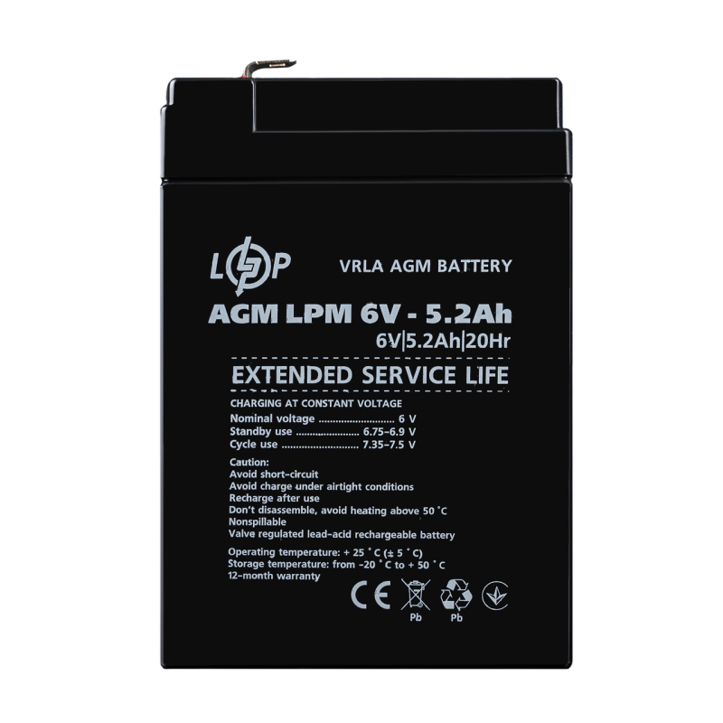 Акумулятор AGM LPM 6V - 5.2 Ah