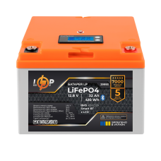 Акумулятор LP LiFePO4 12,8V - 32 Ah (410Wh) (BMS 40А/32A) пластик LCD Smart BT