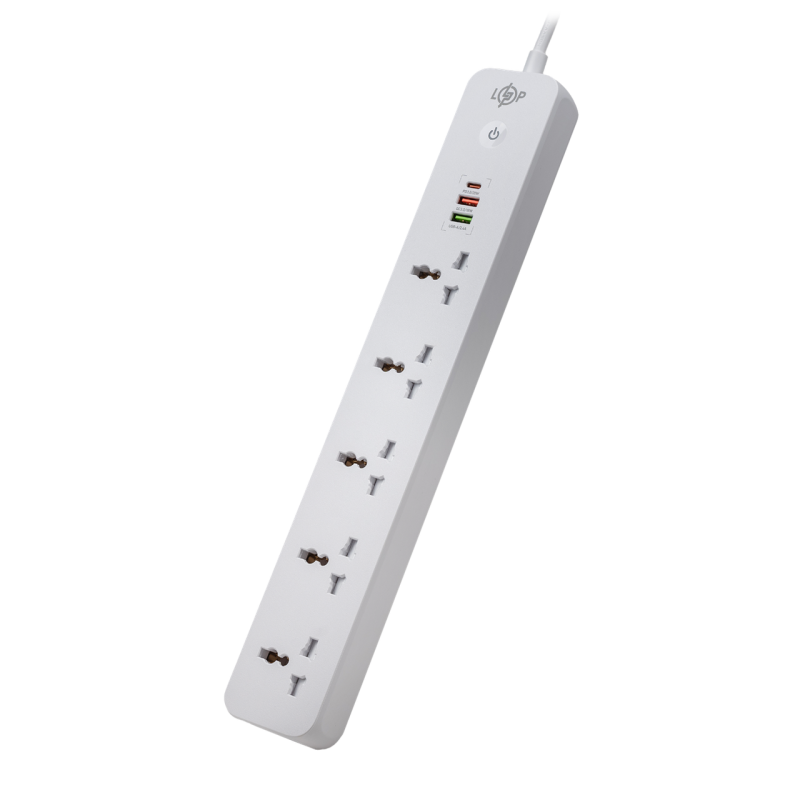 Мережевий фільтр (подовжувач) LogicPower (5x220V-2500W, 1xUSB-38W/PD/QC3.0, 1xType-C 20W, 1xUSB 18W) Мережевий фільтр (подовжувач) LogicPower (5x220V-2500W, 1xUSB-38W/PD/QC3.0, 1xType-C 20W, 1xUSB 18W)