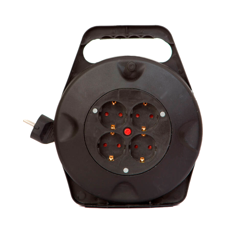 Подовжувач на котушці LP 15м (ПВС 3*0.75), 4 гнізда із заземлюючим контактом до 2.2 кВт Подовжувач на котушці LP 15м (ПВС 3*0.75), 4 гнізда із заземлюючим контактом до 2.2 кВт