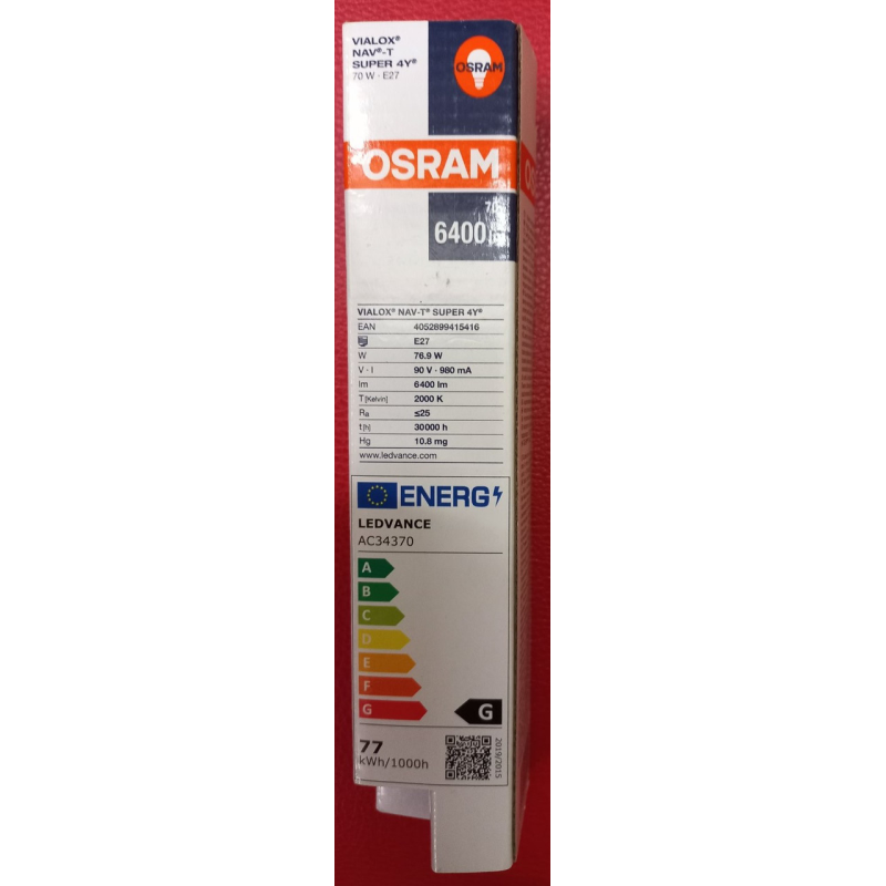 Лампа натрієва OSRAM NAV-T 70W SUPER 4Y E27 ДНАТ Лампа натрієва OSRAM NAV-T 70W SUPER 4Y E27 ДНАТ