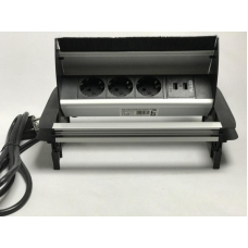 Подовжувач Настільний Без Нижнього Корпусу, 3X гн. Schucko, Інокс, З Кабелем 1,5 метра (Ae-Pbc3Gs-51Bk) GTV