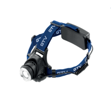 Ліхтарик головний GTV на батарейках 2xAAA, 6Вт, 6400К, 275м, IP44, чорний
