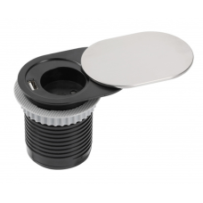 Подовжувач настільний GTV SLIDE 60мм, 1x гніздо schuko, 1xUSB 2,4A, срібний, кабель 1,9 м