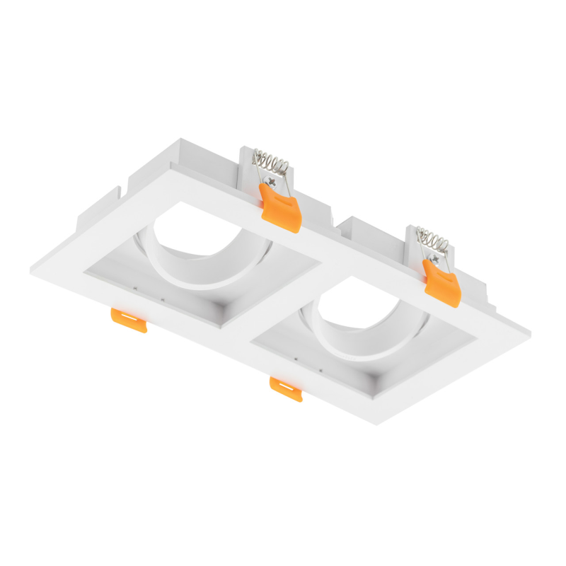 Світильник точковий GTV RUBIO, 187x102mm, IP20, квадратний, подвійний, білий (пластик) (OP-RUBIOKW2-10)