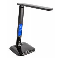 Настільна лампа GTV LINEAR 7W, CCT, час, температура, календар, будильник, Чорний, працює від power bank