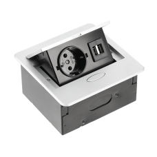 Подовжувач вбудований GTV AVARO, 1x розетка schuko, 2xUSB тип A, 1,5 м, срібний