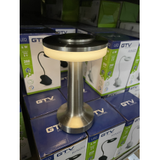 Настільна лампа акумуляторна GTV decor Monum, 3W, DC 5V, 1A, 3000K, 1800mAh, срібна
