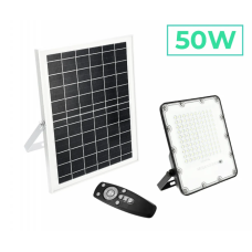 Прожектор GTV BRAVOS, сонячна панель, 50W, 6400K, IP65, 120°, на пульті (LD-BRAVOS50W-64)