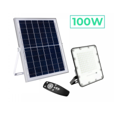 Прожектор GTV BRAVOS, сонячна панель, 100W, 6400K, IP65, 120°, на пульті (LD-BRAVOS100W-64)