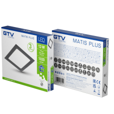 Світильник LED GTV MATIS PLUS, 13W, 120°, 4000K, IP20, врiзний, чорний (LD-MAW13W-NBP-10)