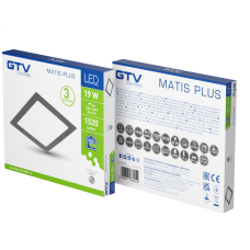 Світильник LED GTV MATIS PLUS, 19W, 120°, 4000K, IP20, врiзний, чорний (LD-MAW19W-NBP-10)