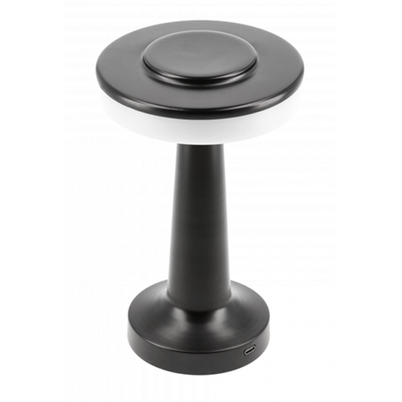 Настільна лампа акумуляторна GTV decor Monum, 3W, DC 5V, 1A, 3000K, 1800mAh, чорна