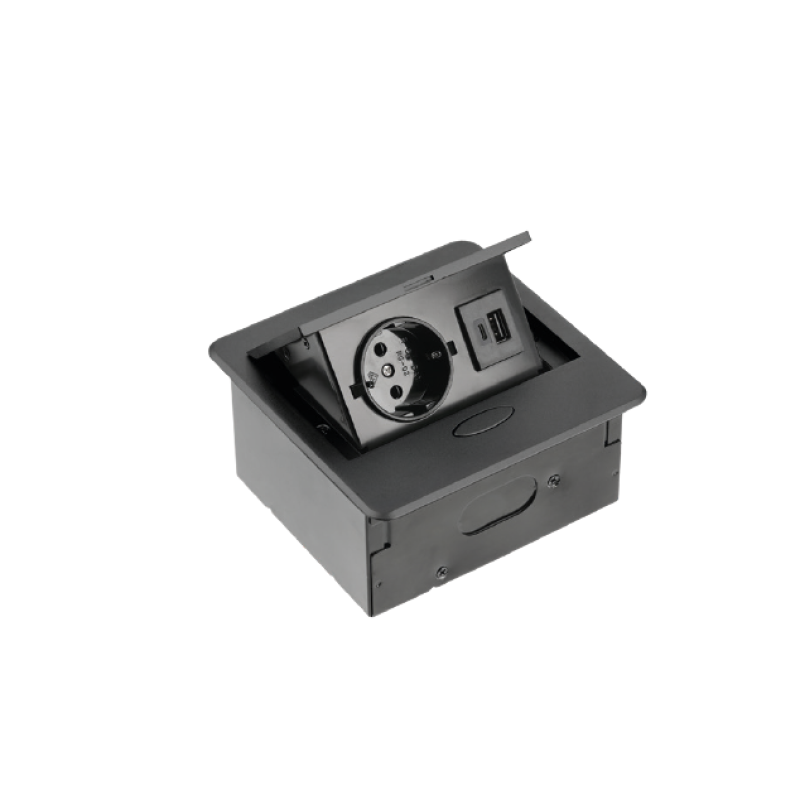 Вбудована меблева розетка GTV AVARO, 1x розетка Schuko, USB A+C, кабель 1,5 м, чорна (AE-PB1SAVA-20N) Вбудована меблева розетка GTV AVARO, 1x розетка Schuko, USB A+C, кабель 1,5 м, чорна (AE-PB1SAVA-20N)