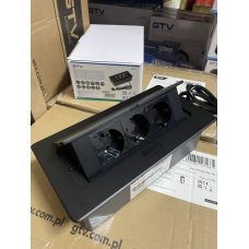Розетка меблева GTV SOFT 3xSchuko, кабель живлення з вилкою, чорна, НОВА ПАНЕЛЬ (AE-PBSC3GS-20NN)