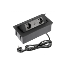 Розетка меблева GTV SOFT 2xSchuko, USB A+C, кабель живлення з вилкою, чорний (AE-PBSUC2GS-20NN)