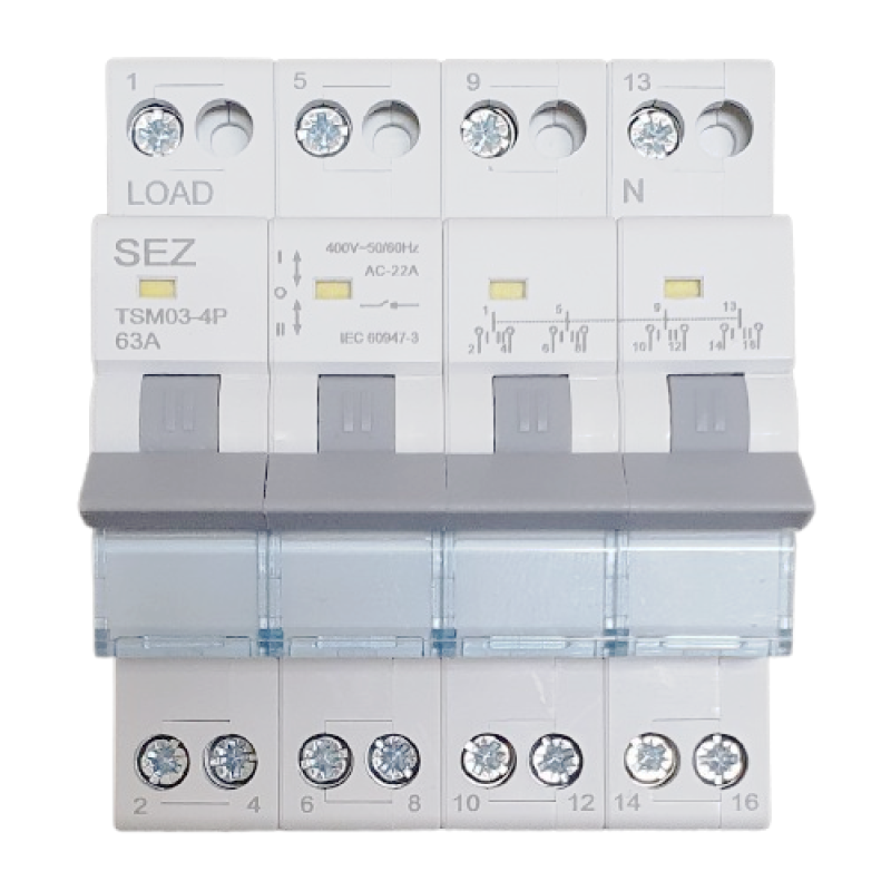 Перемикач навантаження трипозиційний 4P 63A 1-0-2 415V~