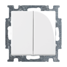 Вимикач двоклавішний прохідний ABB Basic55 білий 2006/6/6 UC-94-507