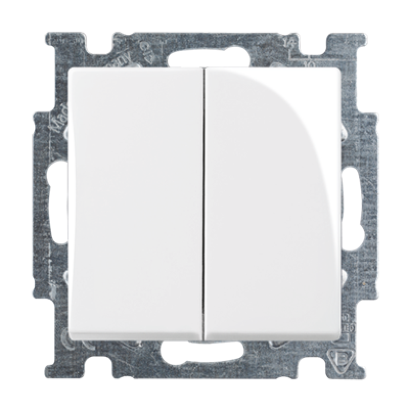 Вимикач двоклавішний прохідний ABB Basic55 білий 2006/6/6 UC-94-507