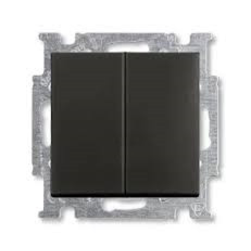 Вимикач двоклавішний прохідний ABB Basic55 чорний шато 2006/6/6 UC-94-507