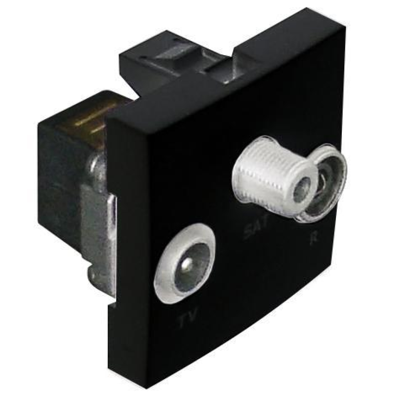 Механізм розетки R-TV-SAT зірка 2-мод. Чорний мат 45543 SPM Efapel Quadro 45