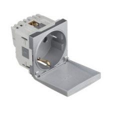 Механізм розетки з кришкою 2P+Z ШУКО 16 А 250 V 2-мод. Алюміній 45128 SAL Efapel Quadro 45