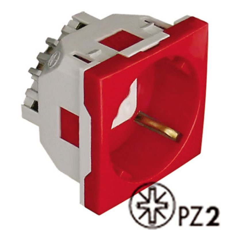 Механізм розетки з блокуванням 2P+Z, ШУКО 16 А, 250V — 2 мод. Красный, 45136 SVM, Efapel Quadro 45 Механізм розетки з блокуванням 2P+Z, ШУКО 16 А, 250V — 2 мод. Красный, 45136 SVM, Efapel Quadro 45