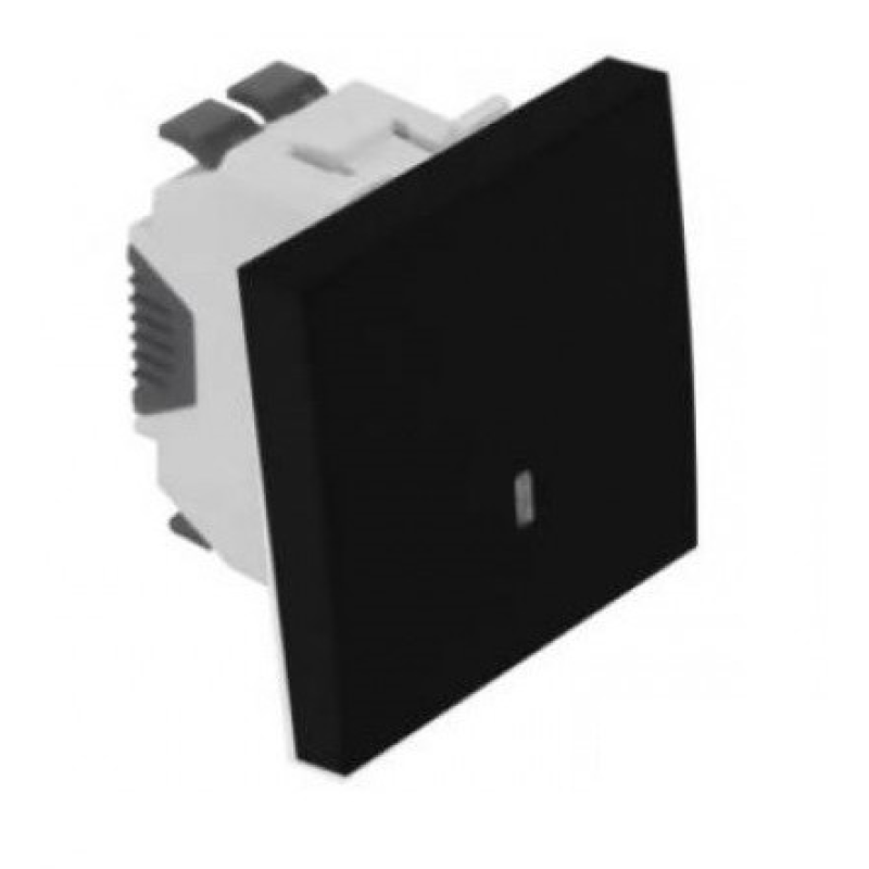 Вимикач Quadro45 1-кл. з підсвіткою 2-мод. Чорний мат 45012 SPM Efapel Вимикач Quadro45 1-кл. з підсвіткою 2-мод. Чорний мат 45012 SPM Efapel