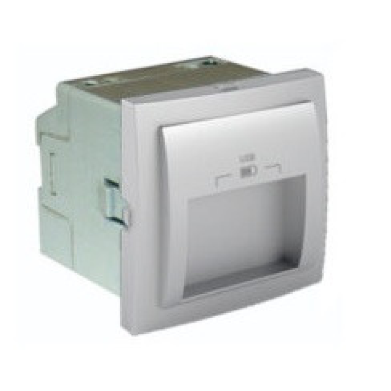 Подвійний зарядний пристрій USB типу A з розетками на 20 г. - 2мод. Алюміній 45384 SAL Quadro 45 Efapel Подвійний зарядний пристрій USB типу A з розетками на 20 г. - 2мод. Алюміній 45384 SAL Quadro 45 Efapel