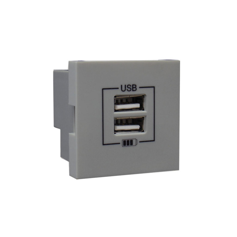 Подвійний зарядний пристрій USB типу A - 2мод. Алюміній 45439 SAL Quadro 45 Efapel Подвійний зарядний пристрій USB типу A - 2мод. Алюміній 45439 SAL Quadro 45 Efapel