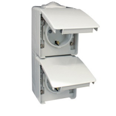 Розетка подвійна вертикальна з з/к. Schuko тип (ступінь захисту IP65) Біла 48868 CBR, WATERPROOF 48 Efapel