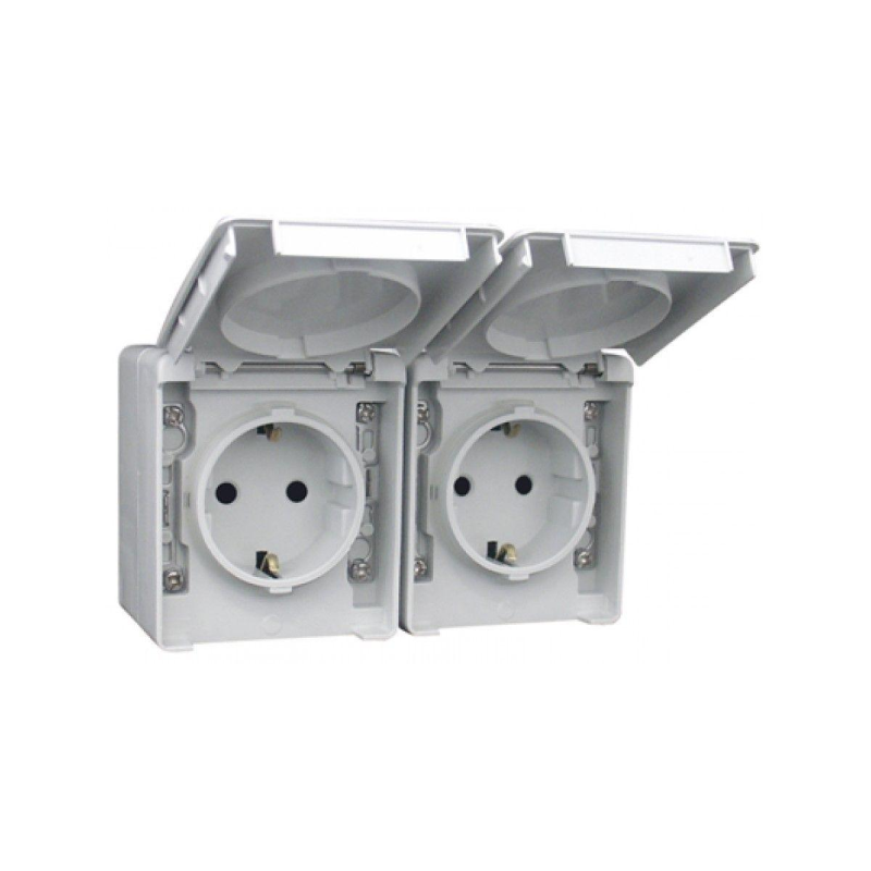 Розетка подвійна горизонтальна з з/к. Schuko тип (степінь захисту IP65) Сірий 48862 CCZ, WATERPROOF 48 Efapel Розетка подвійна горизонтальна з з/к. Schuko тип (степінь захисту IP65) Сірий 48862 CCZ, WATERPROOF 48 Efapel