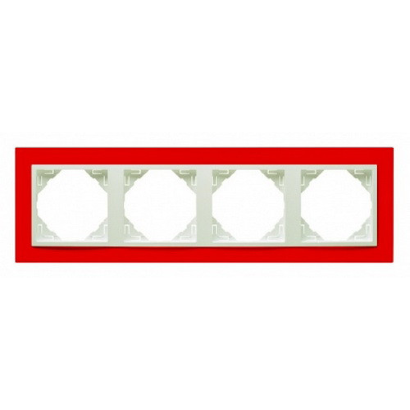 Рамка чотириразова ANIMATO червоний/лед 90940 TVG