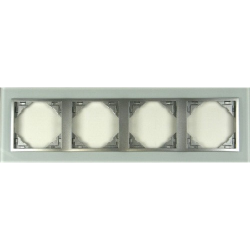 Рамка чотириразова LOGUS Crystal скло/алюміній 90940 TCA