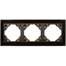 Рамка потрійна LOGUS Crystal чорне скло/графіт 90930 TES