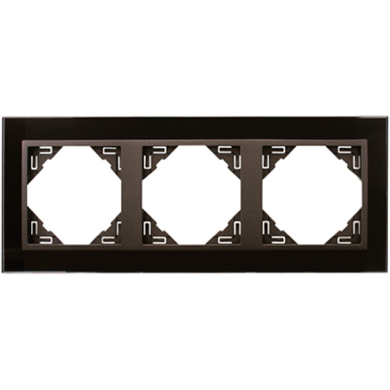 Рамка потрійна LOGUS Crystal чорне скло/графіт 90930 TES