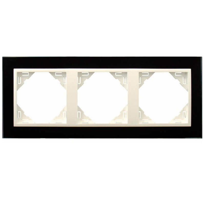 Рамка потрійна LOGUS Crystal чорне скло/лед 90930 TEG