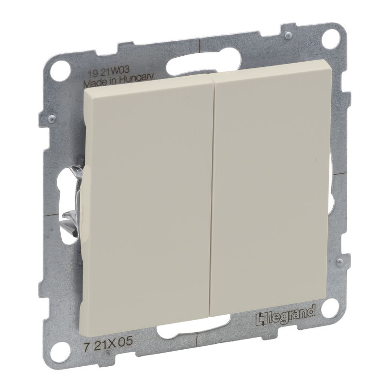 SUNO Вимикач двоклавішний 10А автоматичні клеми, колір Слонова кістка SUNO Вимикач двоклавішний 10А автоматичні клеми, колір Слонова кістка