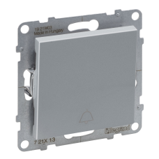 SUNO Вимикач кнопковий одноклавішний 6А з символом “дзвінок“, колір Алюміній