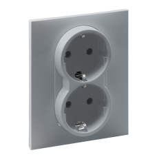 SUNO Розетка силова 2х2К+С 16 А, 250 В Авт. клеми, зі шторками, колір Алюміній