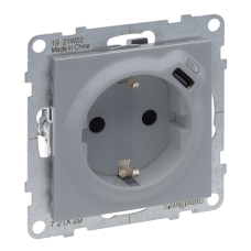 SUNO Розетка комбінована. 2К+С со шторк. 16 A+USB Тип C 1,5 A 250 В, колір Алюміній